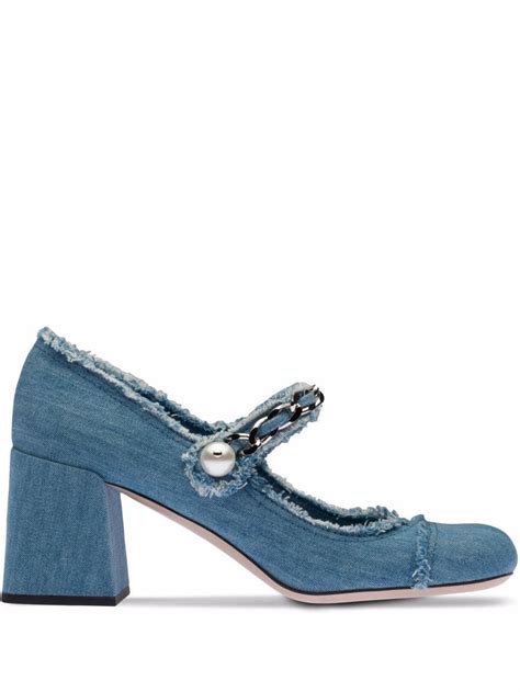 miu miu denim mary jane pumps|Denim Denim Mary Jane Pumps .